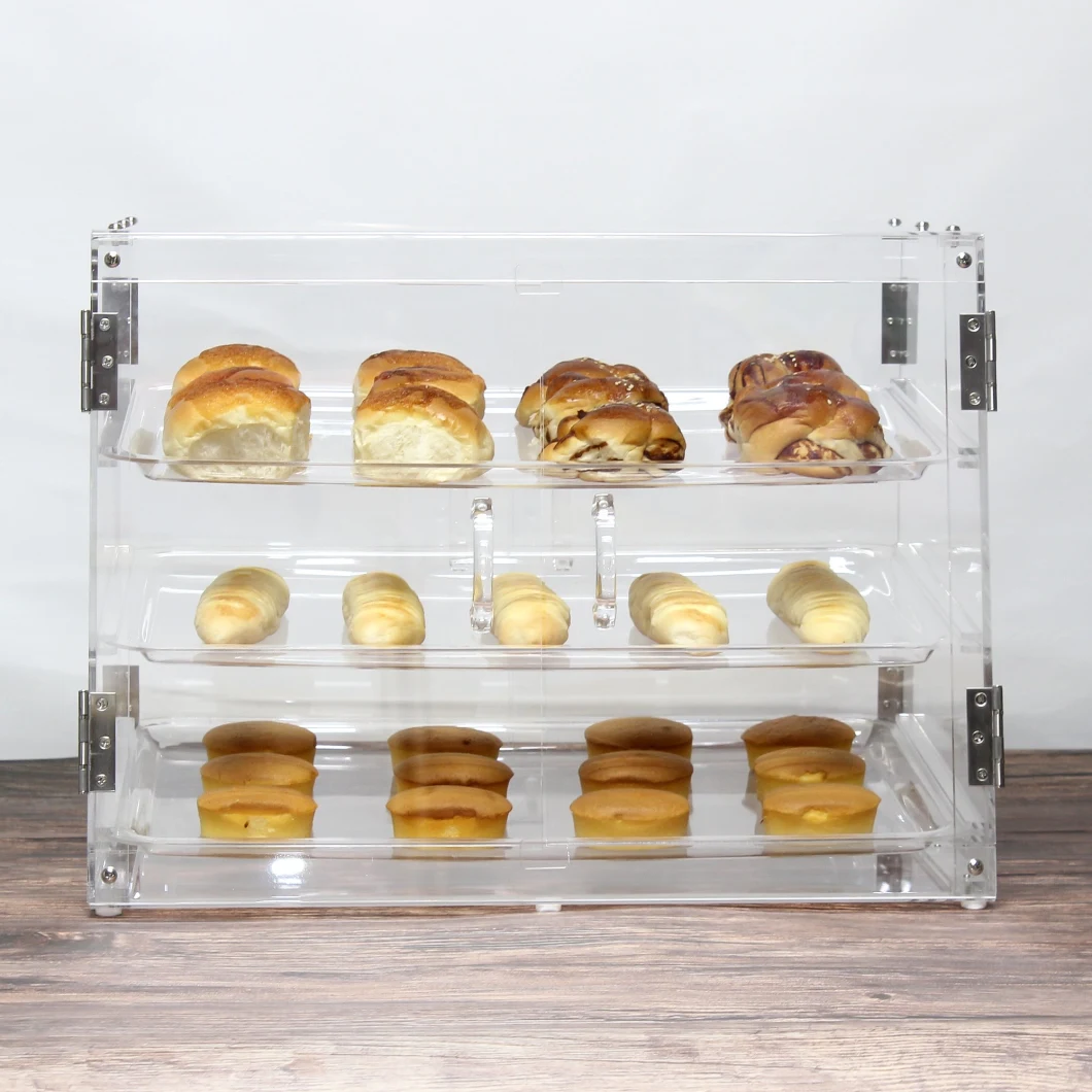 Transparent Three-Layer Dustproof Acrylic Bread Display Cabinet Baking Rack