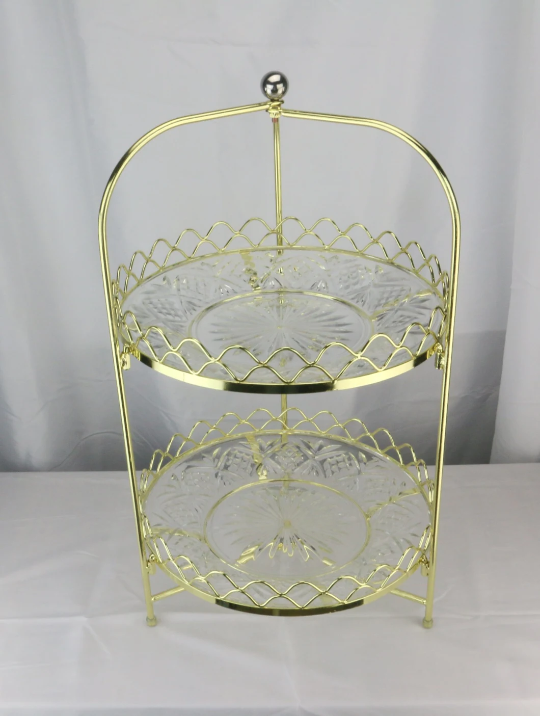 Light Luxury Style Gold 2-Tier Pastry Display Rack Livingware Fruit Basket